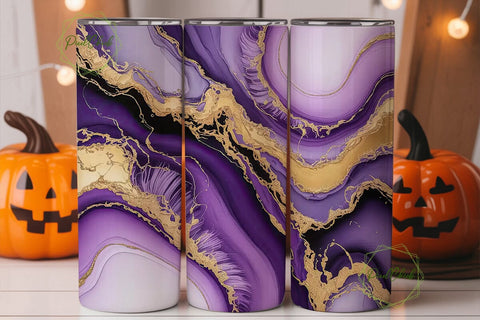 Purple Gold Marble 20oz Tumbler Wrap Sublimation PixelChick 
