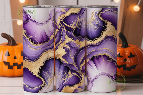 Purple Gold Marble 20oz Tumbler Wrap Sublimation PixelChick 