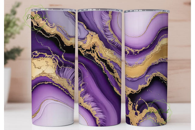 Purple Gold Marble 20oz Tumbler Wrap Sublimation PixelChick 