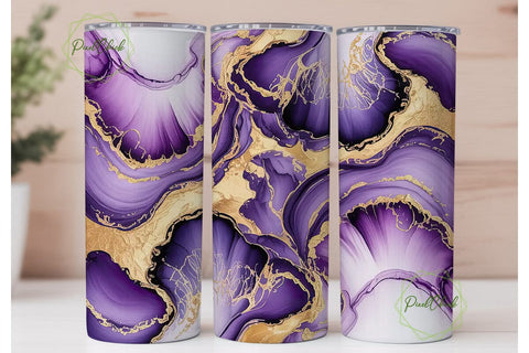 Purple Gold Marble 20oz Tumbler Wrap Sublimation PixelChick 
