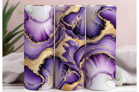 Purple Gold Marble 20oz Tumbler Wrap Sublimation PixelChick 