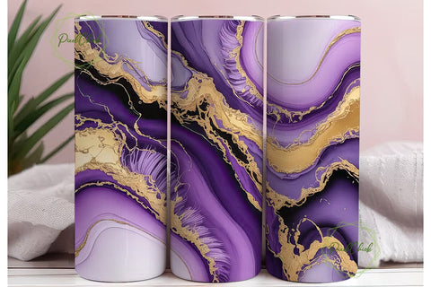 Purple Gold Marble 20oz Tumbler Wrap Sublimation PixelChick 