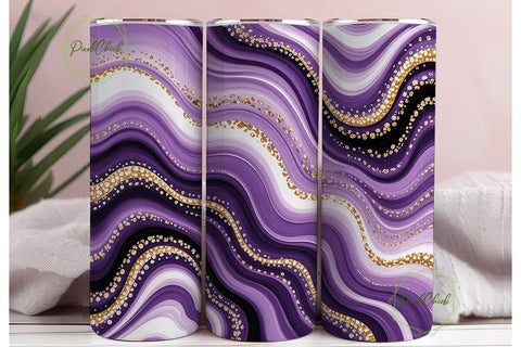 Purple Gold Marble Glitter 20oz Tumbler Sublimation PixelChick 