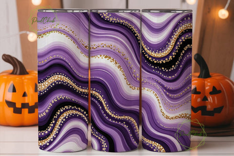 Purple Gold Marble Glitter 20oz Tumbler Sublimation PixelChick 