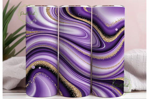 Purple Gold Marble Glitter 20oz Tumbler Sublimation PixelChick 