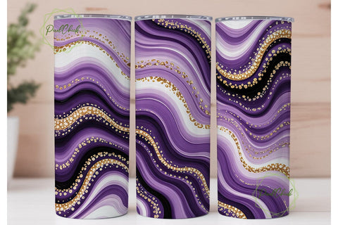 Purple Gold Marble Glitter 20oz Tumbler Sublimation PixelChick 