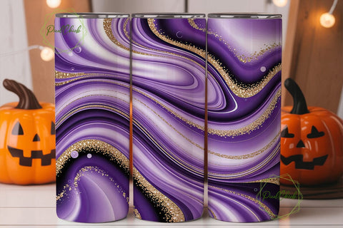 Purple Gold Marble Glitter 20oz Tumbler Sublimation PixelChick 