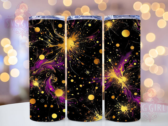 Purple Gold Ombre Glitter Tumbler, Yellow Ombre Wrap, Power Wash Effect, Abstract Paint Tumbler, Glitter Watercolor Cup, Artistic Sublimation Wrap, Elegant Swirl Design Sublimation SvggirlplusArt 