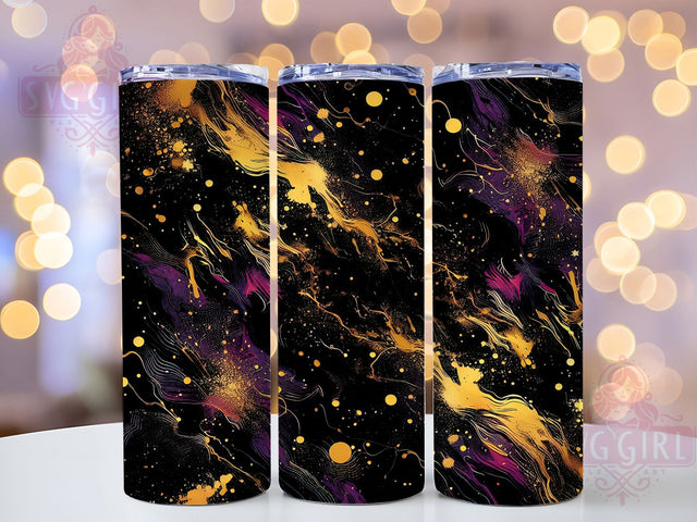 Purple Gold Ombre Glitter Tumbler, Yellow Ombre Wrap, Power Wash Effect, Abstract Paint Tumbler, Glitter Watercolor Cup, Artistic Sublimation Wrap, Elegant Swirl Design Sublimation SvggirlplusArt 