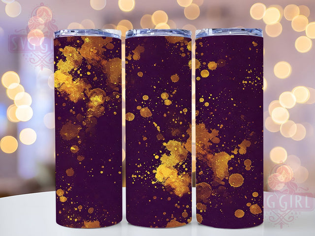 Purple Gold Ombre Glitter Tumbler, Yellow Ombre Wrap, Power Wash Effect, Abstract Paint Tumbler, Glitter Watercolor Cup, Artistic Sublimation Wrap, Elegant Swirl Design Sublimation SvggirlplusArt 