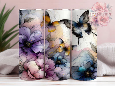 Purple Gold Watercolor Butterfly 20oz Tumbler, Gold Floral Cup Wrap, Elegant Butterfly Design, Sublimation Tumbler Wrap, 20Oz Tumbler Design, Artistic Watercolor Cup, Stylish Purple Gold Butterfly Wrap Sublimation Li Zamperini 