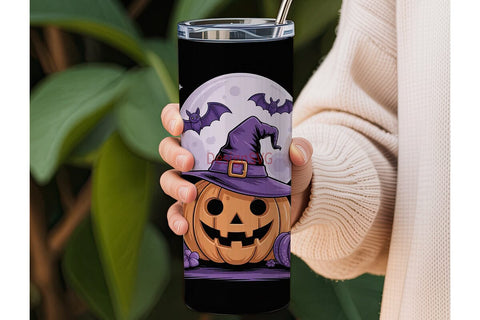 Purple Halloween Pumpkin 20oz Tumbler Sublimation DesignSVG 