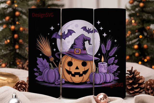 Purple Halloween Pumpkin 20oz Tumbler Sublimation DesignSVG 