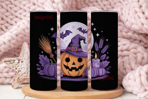 Purple Halloween Pumpkin 20oz Tumbler Sublimation DesignSVG 