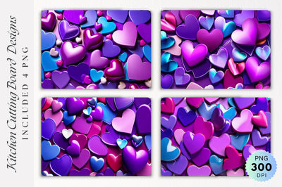Purple Hearts Love Cutting board PNG Design Sublimation Regulrcrative 