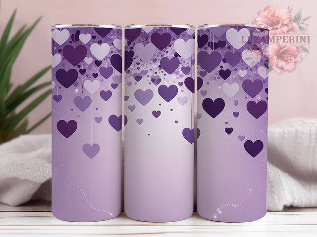 Purple Hearts Valentine Tumbler, Valentines Wrap, Love Theme, Friendship Design, Sublimation Art, 20oz Tumbler, Stylish Pattern Sublimation Li Zamperini 