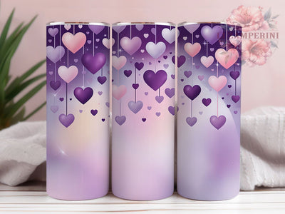 Purple Hearts Valentine Tumbler, Valentines Wrap, Love Theme, Friendship Design, Sublimation Art, 20oz Tumbler, Stylish Pattern Sublimation Li Zamperini 