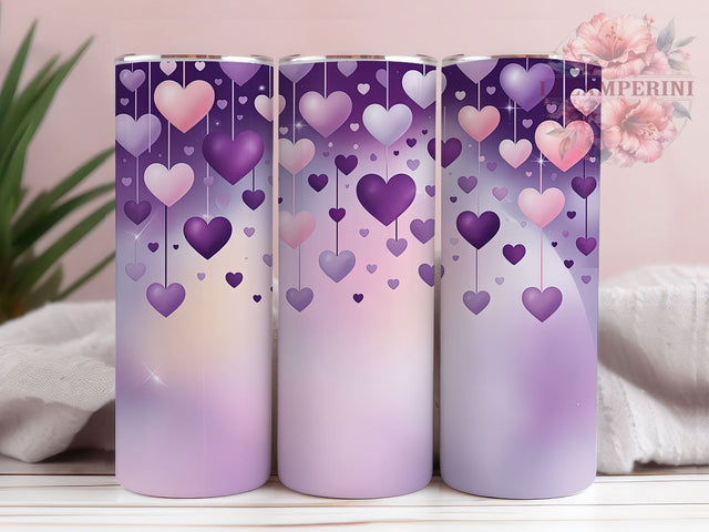 Purple Hearts Valentine Tumbler, Valentines Wrap, Love Theme, Friendship Design, Sublimation Art, 20oz Tumbler, Stylish Pattern Sublimation Li Zamperini 