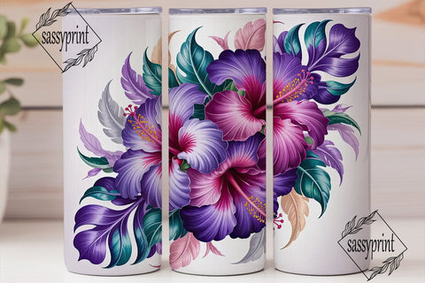 Purple Hibiscus 20oz Tumbler Wrap Sublimation sassyprint 