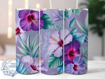 Purple Hibiscus Floral Tumbler, Floral Tumbler Design, 20oz Tumbler Wrap, Sublimation Design, Tropical Flower Gift, Exotic Hibiscus Wrap, Botanical Nature Tumbler Sublimation ToriDesigns 