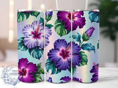 Purple Hibiscus Floral Tumbler, Floral Tumbler Design, 20oz Tumbler Wrap, Sublimation Design, Tropical Flower Gift, Exotic Hibiscus Wrap, Botanical Nature Tumbler Sublimation ToriDesigns 