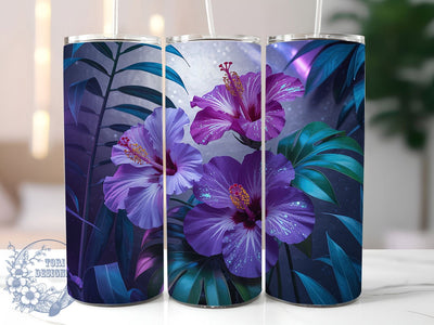 Purple Hibiscus Tropical Tumbler Wrap, Tropical Flowers, Floral Theme, Island Style, Exotic Design, Tumbler Wrap, Sublimation Sublimation ToriDesigns 