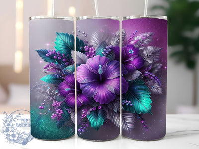 Purple Hibiscus Tropical Tumbler Wrap, Tropical Flowers, Floral Theme, Island Style, Exotic Design, Tumbler Wrap, Sublimation Sublimation ToriDesigns 