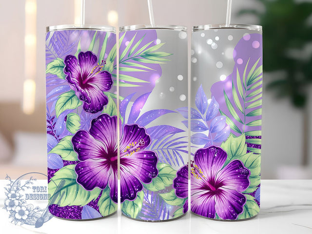 Purple Hibiscus Tropical Tumbler Wrap, Tropical Flowers, Floral Theme, Island Style, Exotic Design, Tumbler Wrap, Sublimation Sublimation ToriDesigns 