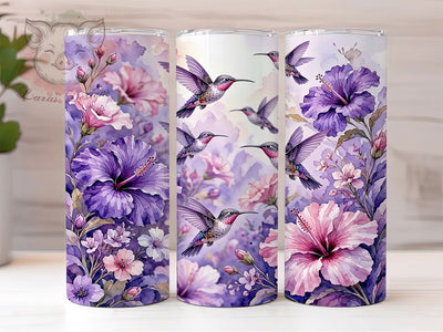 Purple Hummingbird 20oz Tumbler, Purple Hummingbird, Hummingbird Tumbler, Purple Tumbler, 20oz Tumbler, Bird Tumbler, Floral Hummingbird, Tumbler Wrap Sublimation Lara' s Designs 