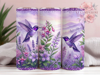 Purple Hummingbird Glitter 20oz Tumbler, Purple Hummingbird, Hummingbird Glitter, Glitter Tumbler, 20oz Tumbler, Purple Tumbler, Hummingbird Tumbler, Tumbler Wrap Sublimation Li Zamperini 