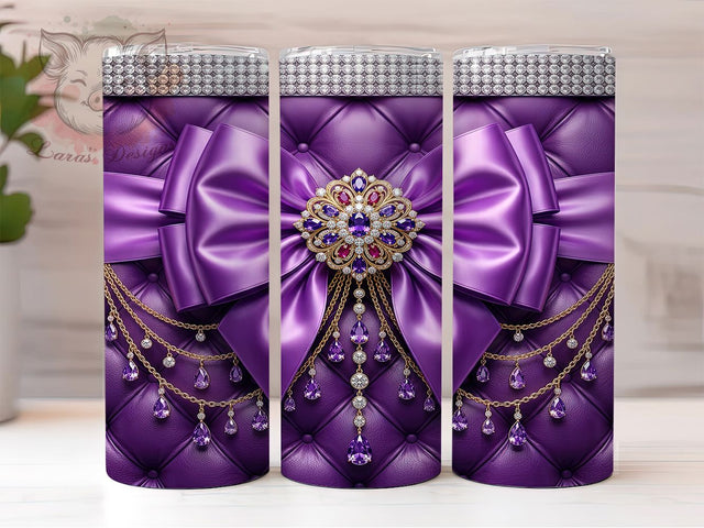 Purple Jeweled Bow 20oz Tumbler, Purple Jeweled Bow, Jeweled Bow Tumbler, Purple Bow Tumbler, Purple Jeweled PNG, Jeweled Bow PNG, Purple Bow PNG, 20oz Tumbler Wrap Sublimation Lara' s Designs 