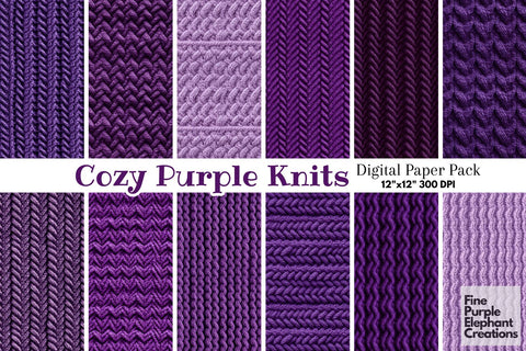 Purple Knit Fabric Texture Sublimation Digital Pattern Fine Purple Elephant Creations 