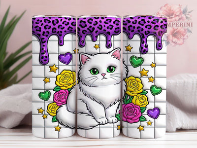Purple Leopard Cat 20oz Tumbler, Purple Leopard, Leopard Print Wrap, Purple Leopard PNG, Leopard Cat Tumbler, 20oz Tumbler Wrap, Glitter Leopard Wrap, Animal Print Tumbler Sublimation Li Zamperini 