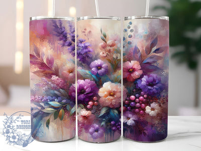 Purple Leopard Floral Tumbler, Leopard Print, Seamless Wrap, Sublimation Art, 20oz Tumbler, Bold Design, Stylish Pattern Sublimation ToriDesigns 