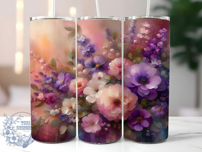 Purple Leopard Floral Tumbler, Leopard Print, Seamless Wrap, Sublimation Art, 20oz Tumbler, Bold Design, Stylish Pattern Sublimation ToriDesigns 