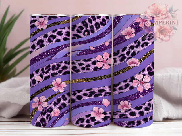 Purple Leopard Glitter 20oz Tumbler, Leopard Print Tumbler, Glitter Tumbler Design, 20oz Skinny Tumbler, Animal Print Tumbler, Sparkly Tumbler Wrap, Leopard Glitter Tumbler Sublimation Li Zamperini 