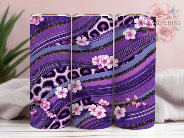 Purple Leopard Glitter 20oz Tumbler, Leopard Print Tumbler, Glitter Tumbler Design, 20oz Skinny Tumbler, Animal Print Tumbler, Sparkly Tumbler Wrap, Leopard Glitter Tumbler Sublimation Li Zamperini 