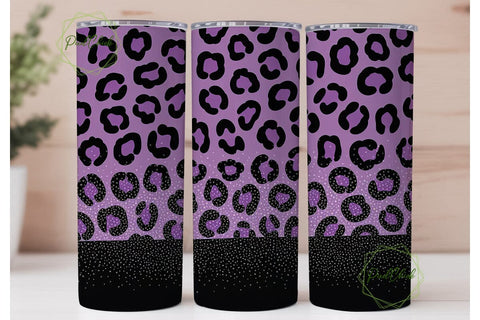 Purple Leopard Glitter 20oz Tumbler Wrap Sublimation PixelChick 