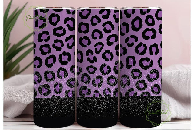 Purple Leopard Glitter 20oz Tumbler Wrap Sublimation PixelChick 