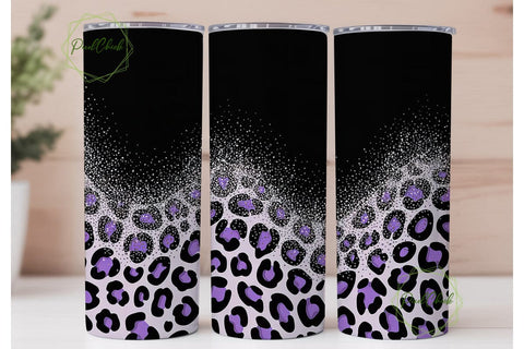 Purple Leopard Glitter 20oz Tumbler Wrap Sublimation PixelChick 