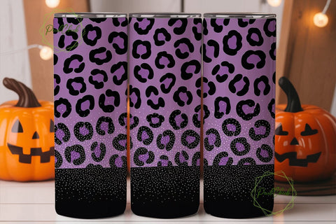 Purple Leopard Glitter 20oz Tumbler Wrap Sublimation PixelChick 