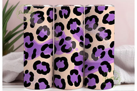 Purple Leopard Glitter 20oz Tumbler Wrap Sublimation PixelChick 