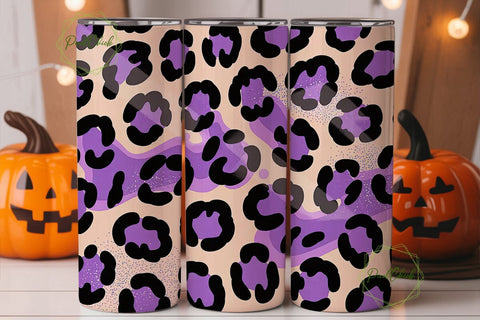 Purple Leopard Glitter 20oz Tumbler Wrap Sublimation PixelChick 