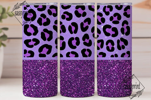 Purple Leopard Glitter Tumbler Wrap PNG Sublimation sassyprint 