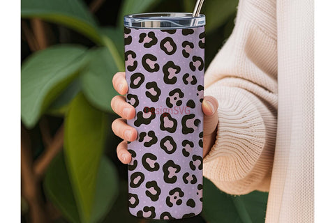 Purple Leopard Print 20oz Tumbler Wrap Sublimation DesignSVG 