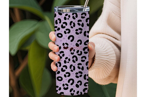 Purple Leopard Print 20oz Tumbler Wrap Sublimation DesignSVG 