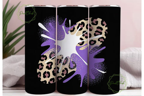 Purple Leopard Splash 20oz Tumbler Wrap Sublimation PixelChick 