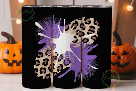 Purple Leopard Splash 20oz Tumbler Wrap Sublimation PixelChick 