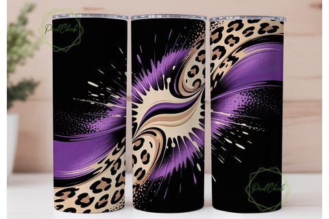 Purple Leopard Splash 20oz Tumbler Wrap Sublimation PixelChick 
