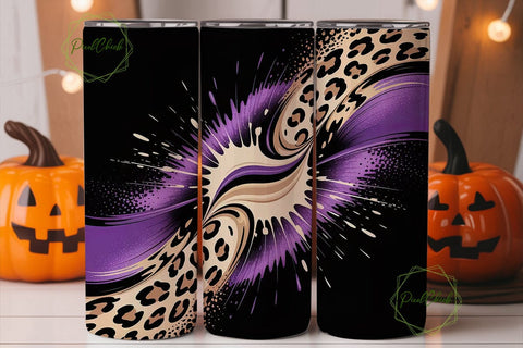 Purple Leopard Splash 20oz Tumbler Wrap Sublimation PixelChick 